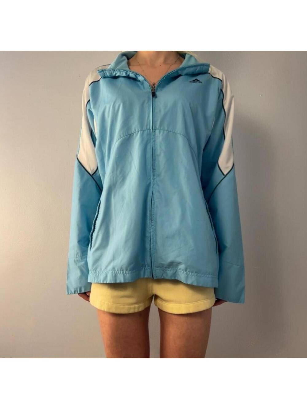 Adidas blue windbreaker jacket